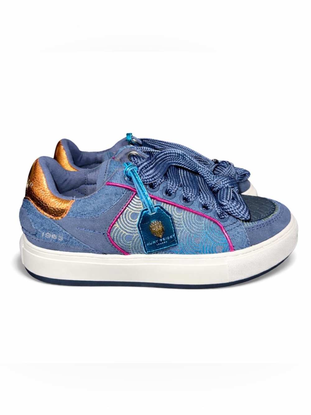 NWOT Kurt Geiger London Leather Southbank Tag Sneakers Women Size US 8.5/EU 39